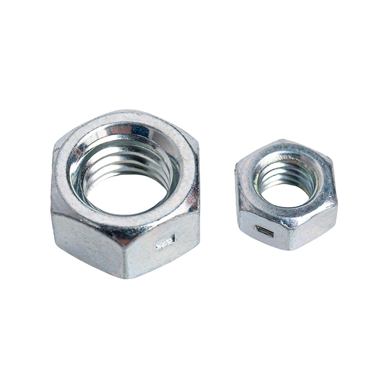 Porca hexagonal de aço carbono estampada, fixador de três pontos, porca hexagonal externa, parafuso de travamento de grau 4.8