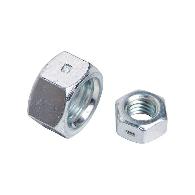 Porca hexagonal de aço carbono estampada, fixador de três pontos, porca hexagonal externa, parafuso de travamento de grau 4.8